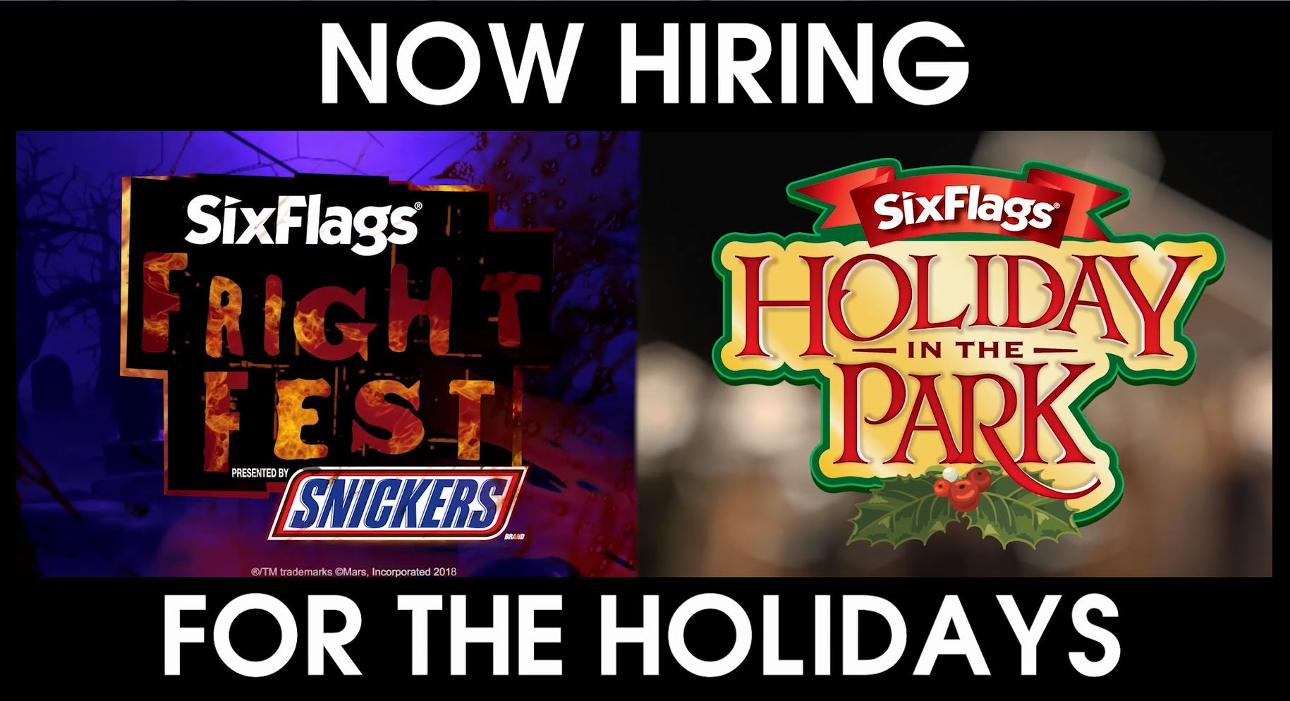Now Hiring for the Holidays Six Flags
