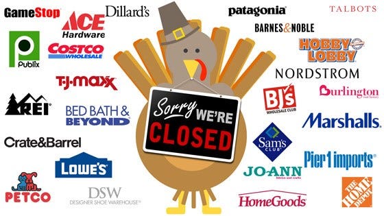 Major retail stores in Las Vegas closed on Thanksgiving