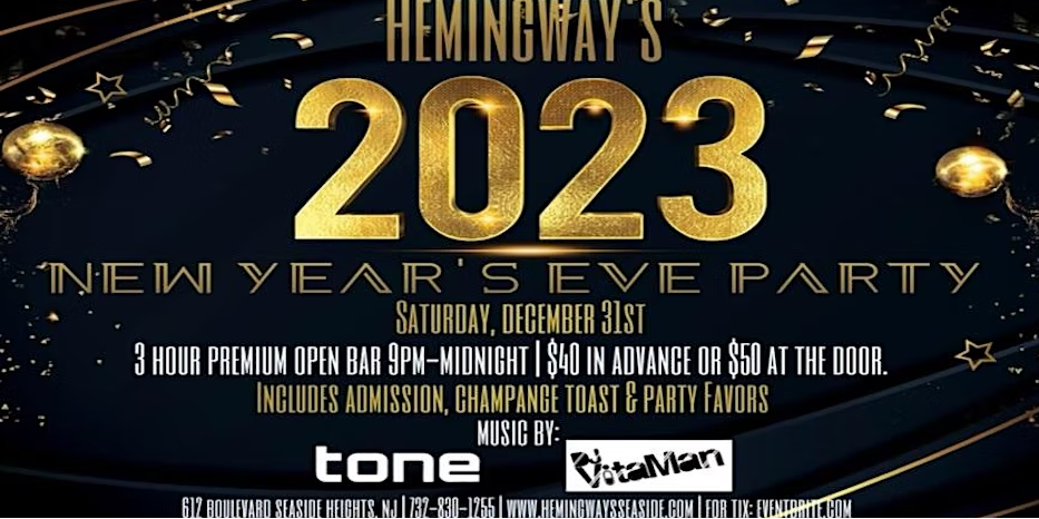 New Year's Eve 2023 at Hemingway's Seaside Heights