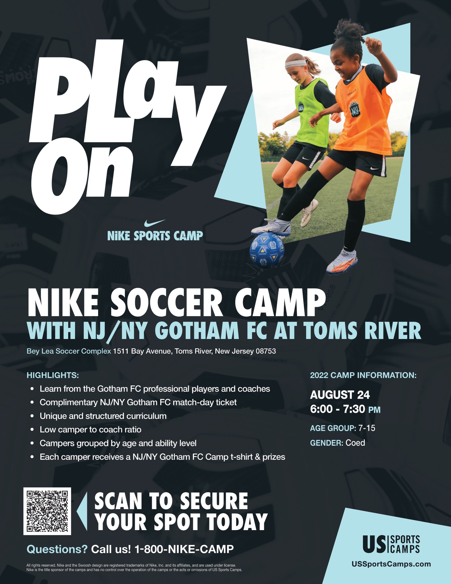 NIKE SOCCER CAMP WITH NJ/NY GOTHAM FC - TOMS RIVER