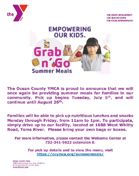 FREE meals for kids at YMCA
