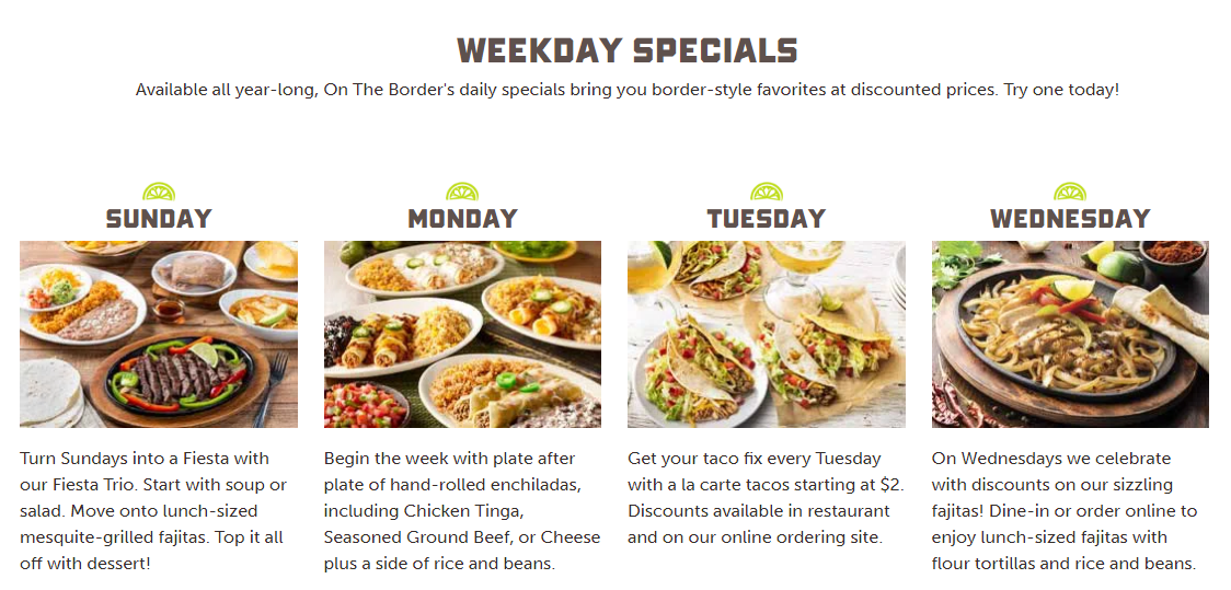 On the Border Weekly Specials