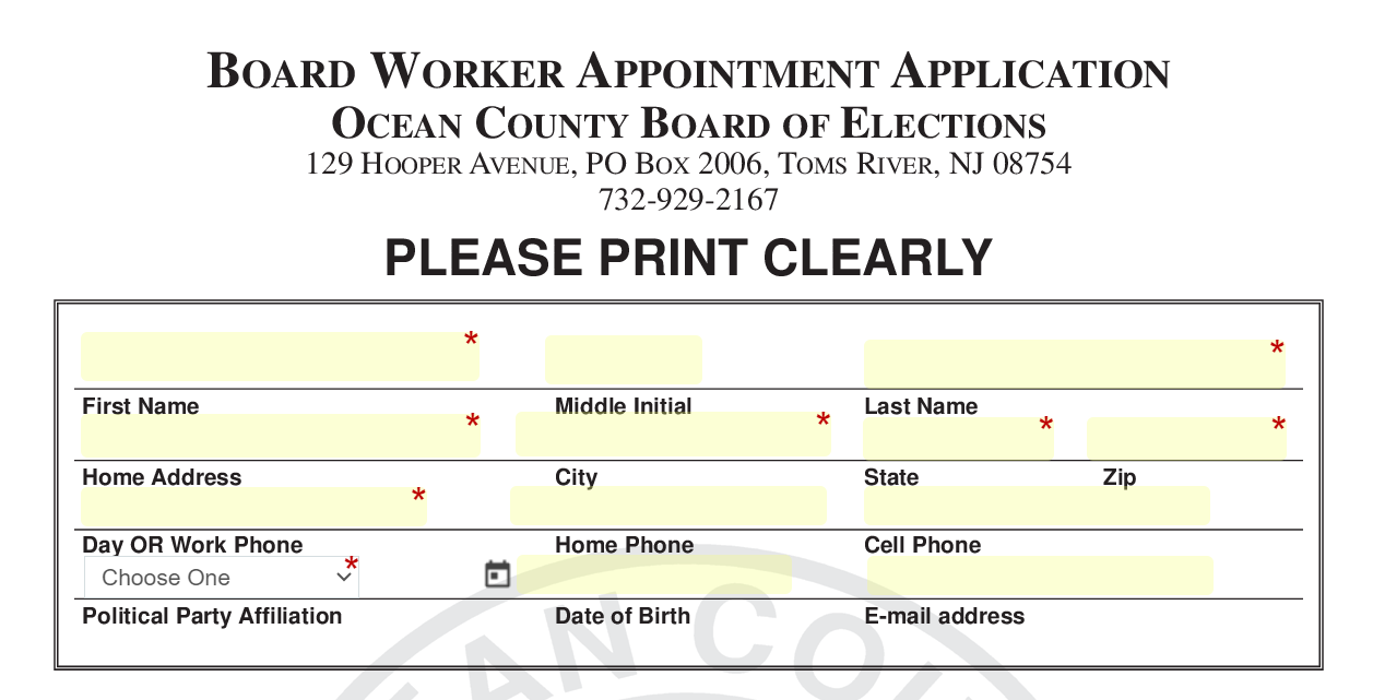 Board Worker Application Form