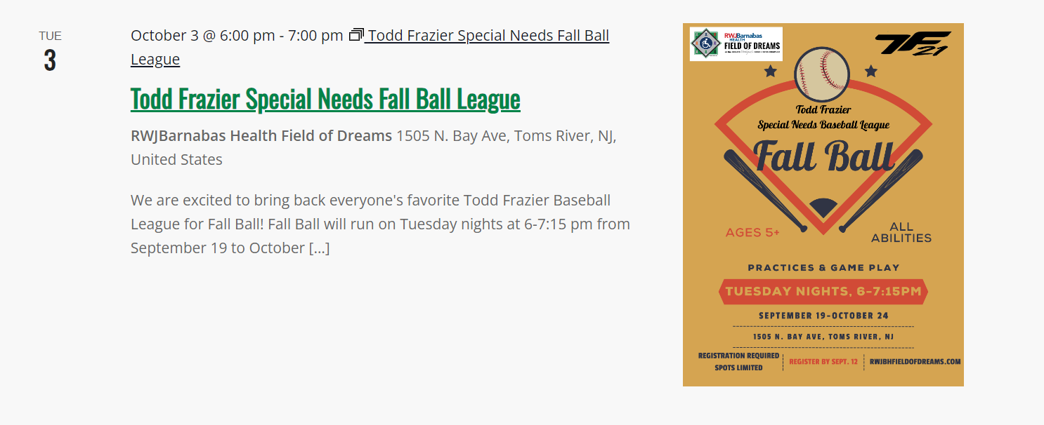 Todd Frazier Special Needs Fall Ball League