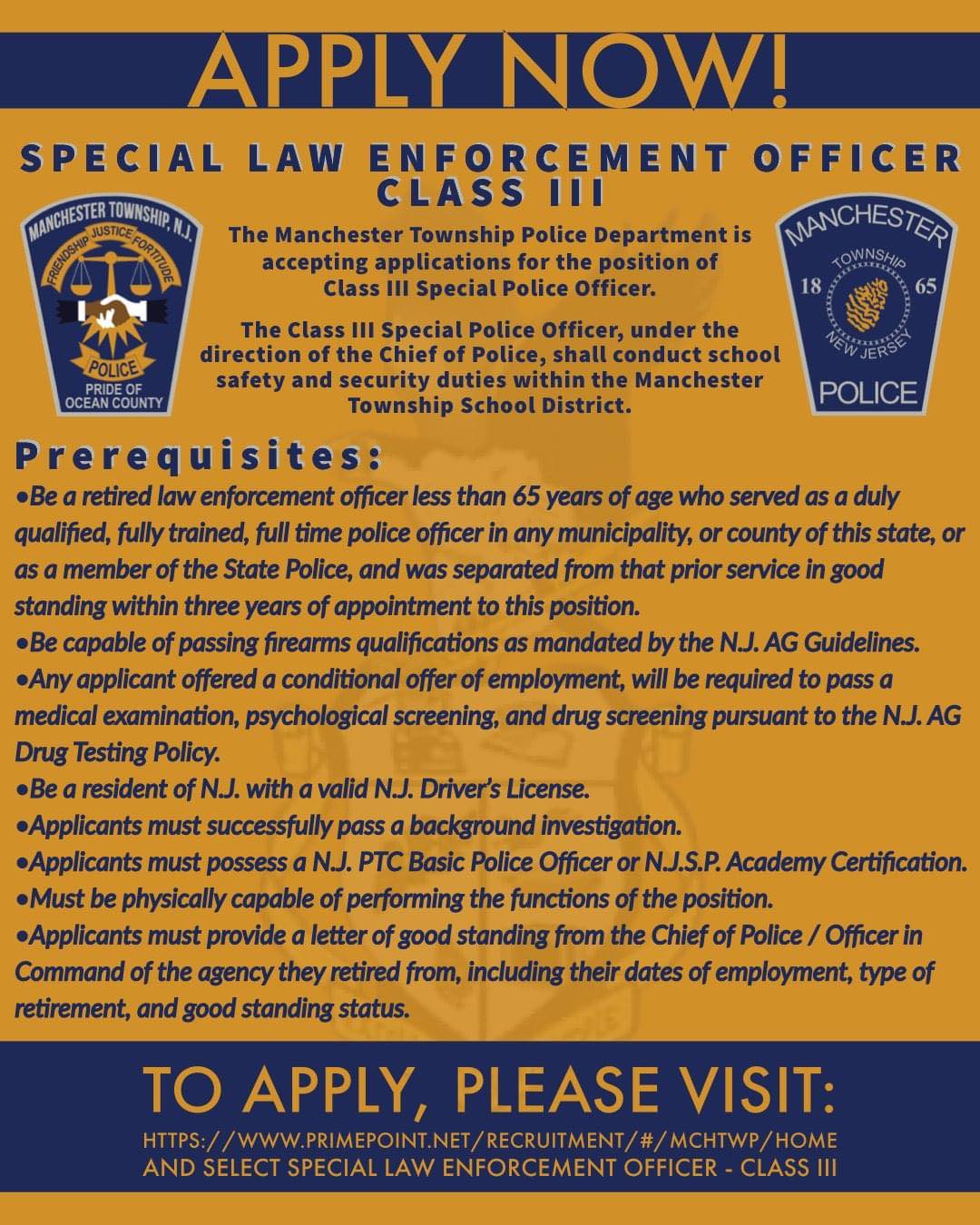 Apply for Manchester Police Officer