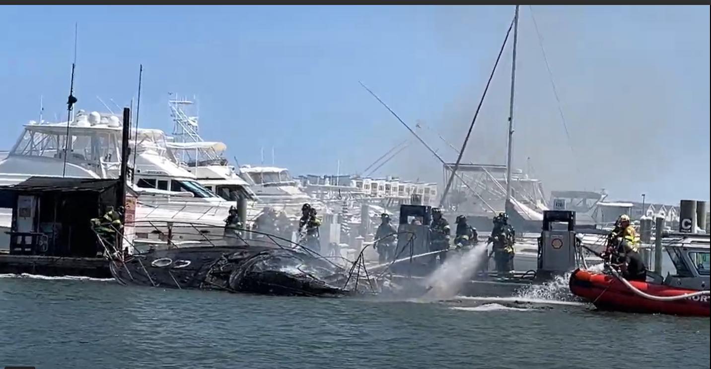 Yacht Catches Fire at the Jersey Shore