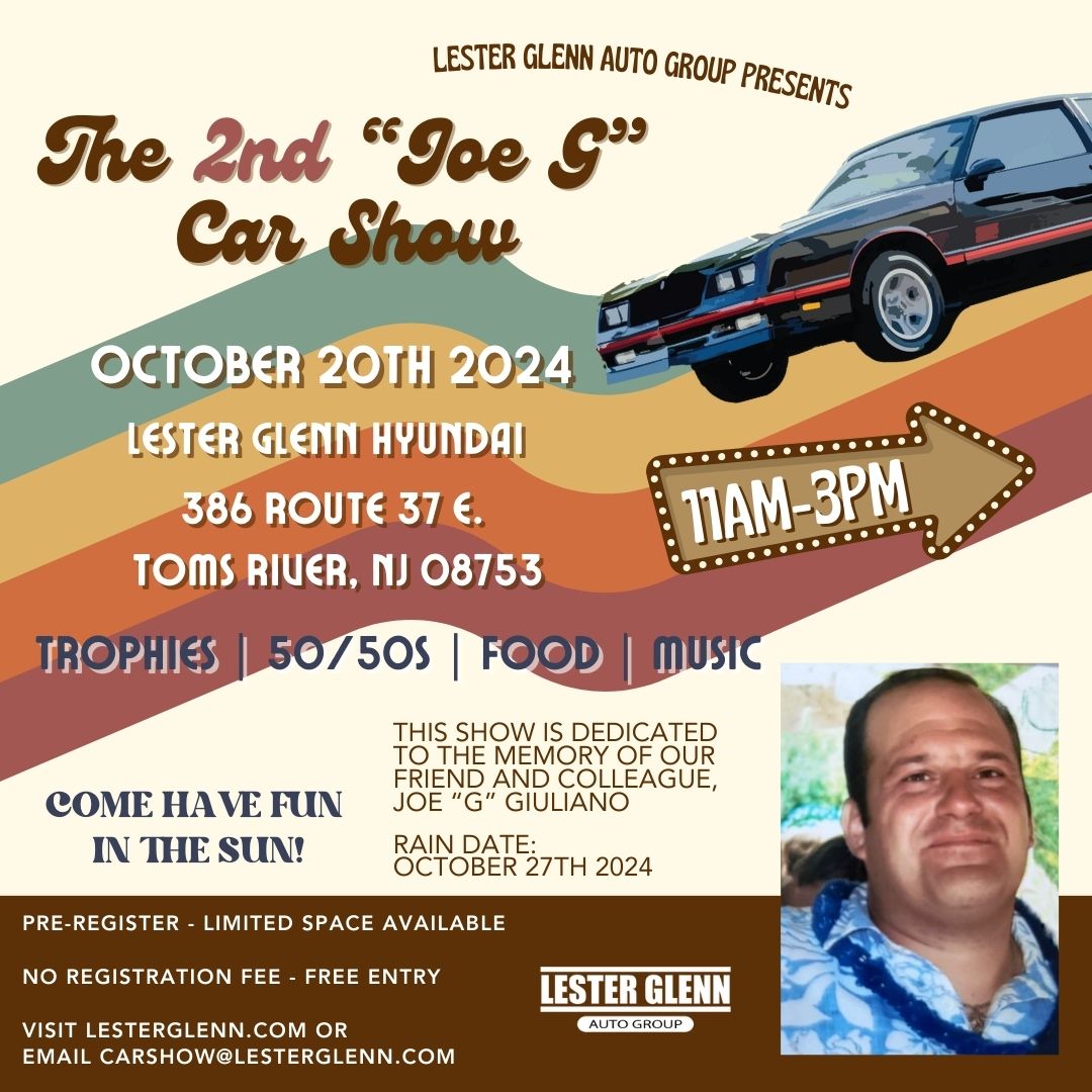 Come have some fun in the sun on Sunday, October 20th, 2024 from 11 AM to 3 PM at Lester Glenn Hyundai in Toms River, NJ!