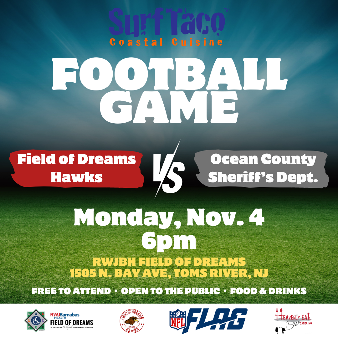 Come out and support Local 379 for a great cause. The inspirational flag football and cheer team take on the Ocean County Sheriff’s Department. This event is free to attend and open to the public.