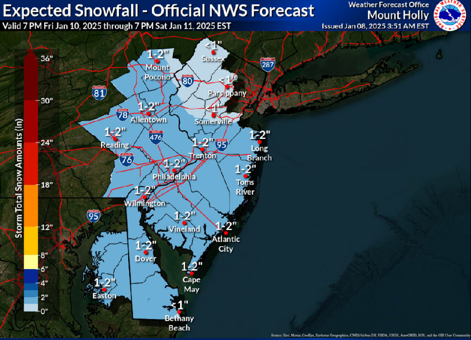 Update on the latest snow in NJ