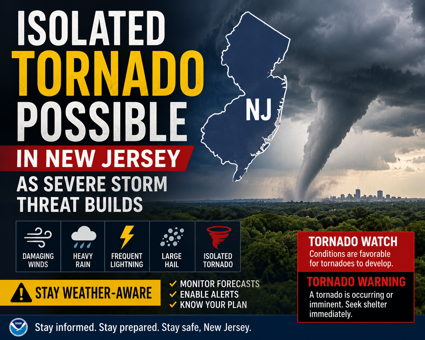 Isolated Tornado Possible in New Jersey as Severe Storm Threat Builds ...